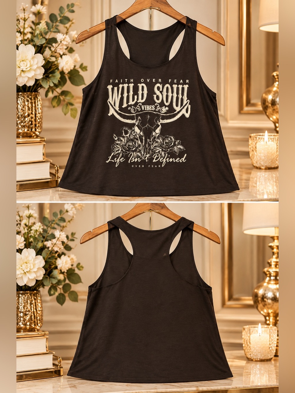 Wild Soul Vibes Brown Graphic Tank Top